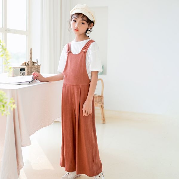 

2020 sling clothing children's new jumpsuit cotton girls' casual suspender pants korean style children's clothing pants, Blue