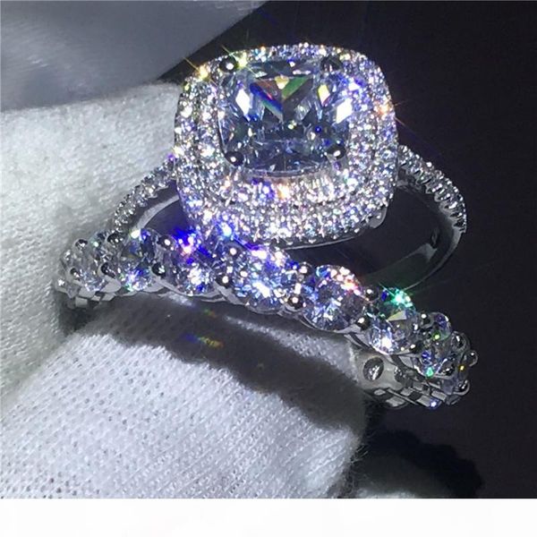 

infinity jewelry female 925 sterling silver ring set full 5a zircon cz stone engagement wedding band rings for women gift, Slivery;golden