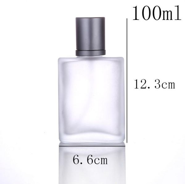 Bottiglia di profumo spray di vetro quadrato trasparente satinato vuoto 100ml Atomizzatore di profumo di vetro ricaricabile in vendita SN4570