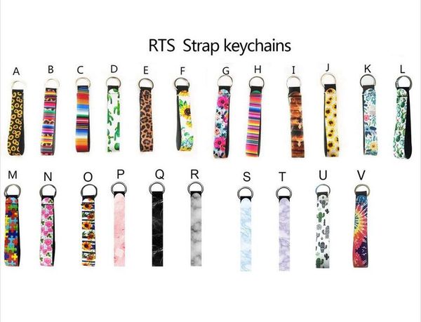 Neue Armband-Schlüsselanhänger, Schlüsselanhänger mit Blumenmuster, Neopren-Schlüsselanhänger, Schlüsselanhänger als Werbegeschenk, 20 Designs