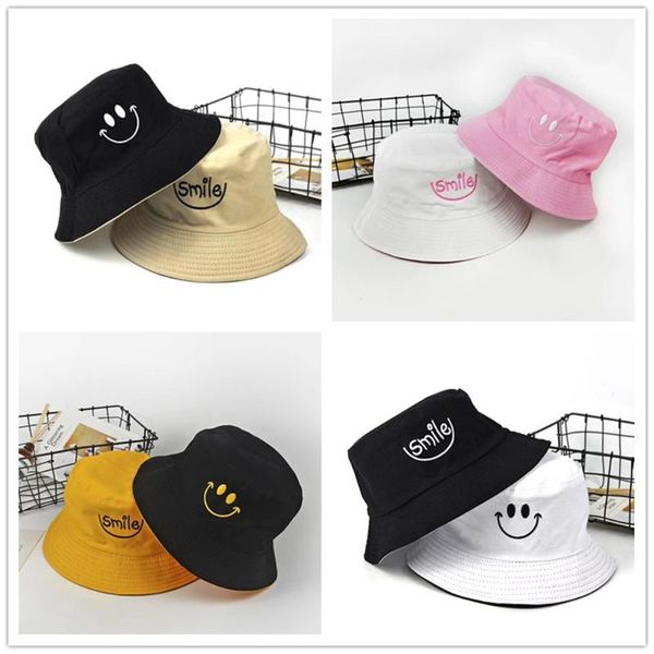 

smile bucket hat double sided bucket hat smiling face fashion bob cap hip hop gorro men summer cap b0356, Blue;gray