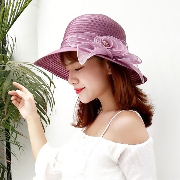 

summer travel shade breathable fisherman fisherman sun sun hat hat summer lady foldable sunscreen cap ougen yarn big flower elegant, Blue;gray