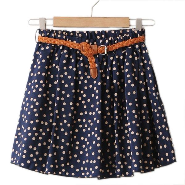 

new summer womens mini skirts elastic waist flowers dots print a line pleated with lining gilrs casual chiffon, Black