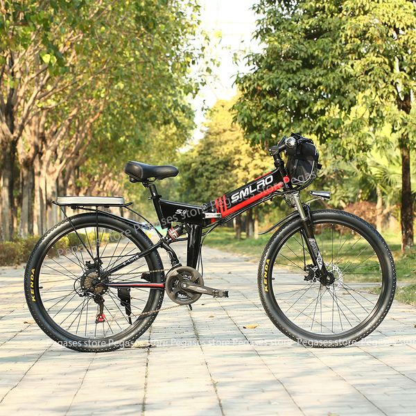 

electric bike 48v 500w 13ah lithium battery bicycle 21 speed folding powerful motor mountain ebike snow /beach e, Silver;blue