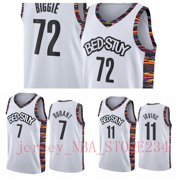 

2019/20 city version mens brooklyn nets 11 kyrie irving 7 kevin durant 72 biggie jerseys stitched shirts swingman jersey, Black;red