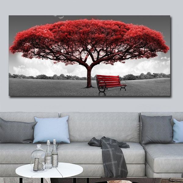 

abstract red tree scenery landscape oil painting on canvas posters and prints cuadros art on the wall picture for living room