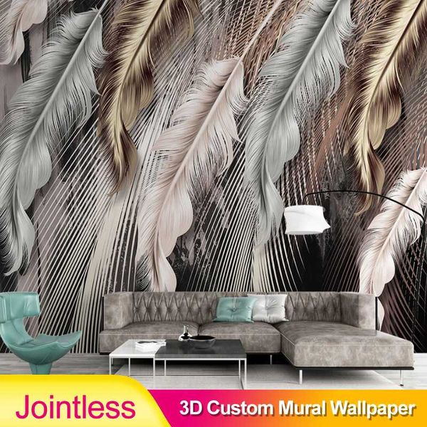 

бесшовное пользовательские 3d mural обои nordic gold роскошь перо современные абстрактного искусства wall paper wall fresco гостиная бумаги