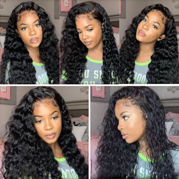 

curly human hair wig lace closure pre plucked hairline 4x4 5x5 6x6 lace closure wig kinky curly human hair wigs, Black
