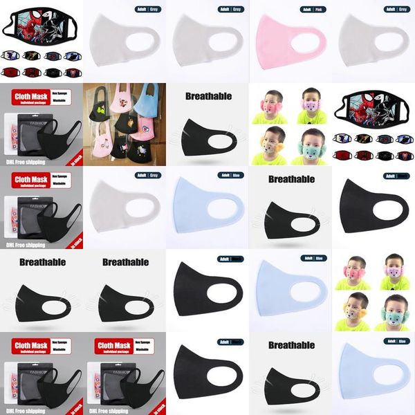 

dhl same day delivery washable reusable ice silk mask kids lady 05usd high end packaging face masks designer masks myhome001 qranp, Black