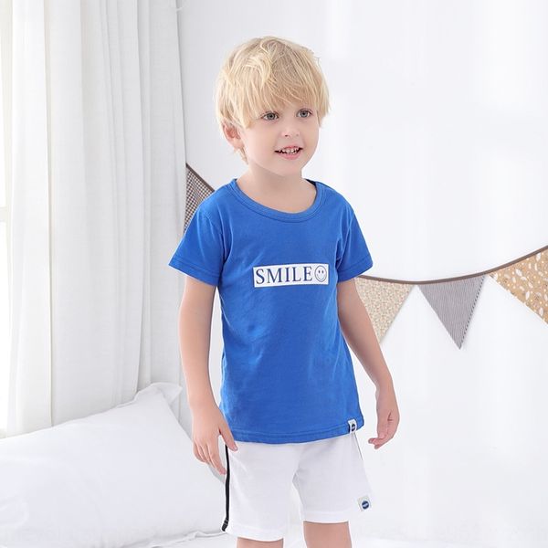 

2020 new short-sleeved t-shirt korean pure cotton cartoon t-shirt children's clothing children's and girls' outdoor clothing, Blue