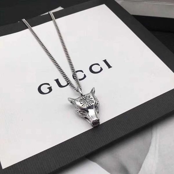 

sterling silver domineering design wolf head necklace luxury design necklace necklace fashion jewelry supply
