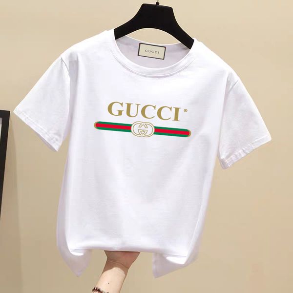 

wholesale spring summer 2020 womens t-shirt fashion trend loose cotton fabric multi color optional s-5xl lovers short sleeve, White