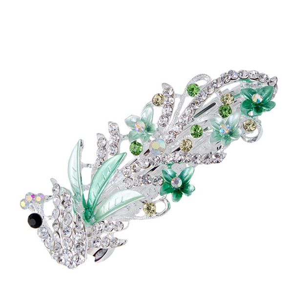 

5 colors trendy peacock barrettes crystal flower hairpins headwear for hair women romantic wedding hair accessories, Golden;silver