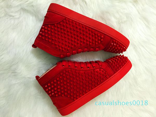 

studded spikes red bottom sneakers luxury leather flats rhinestones shoes for men women party designer sneakers lovers casual shoesc18, Black