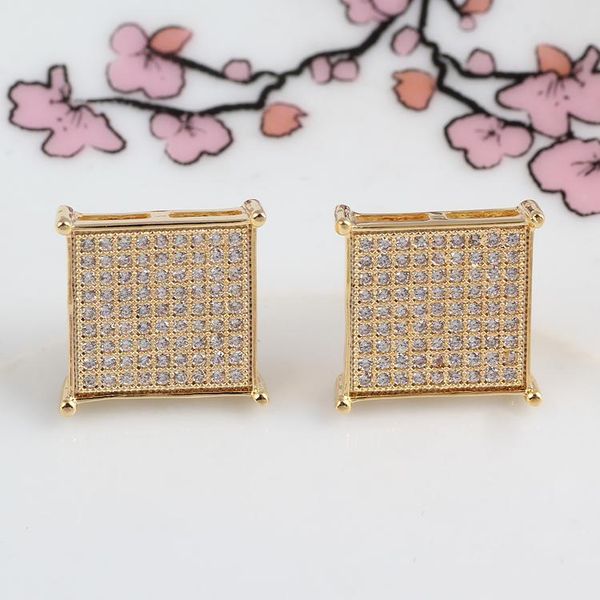 

designer earrings jewelry fashion women mens earrings hip hop diamond stud earings iced out bling cz rock punk round wedding gift, Golden;silver