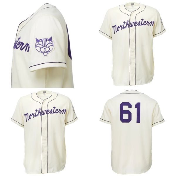 

northwestern wildcats 1961 home jersey 100% double stitched embroidery vintage men women youth baseball jerseys custom ing, Blue;black