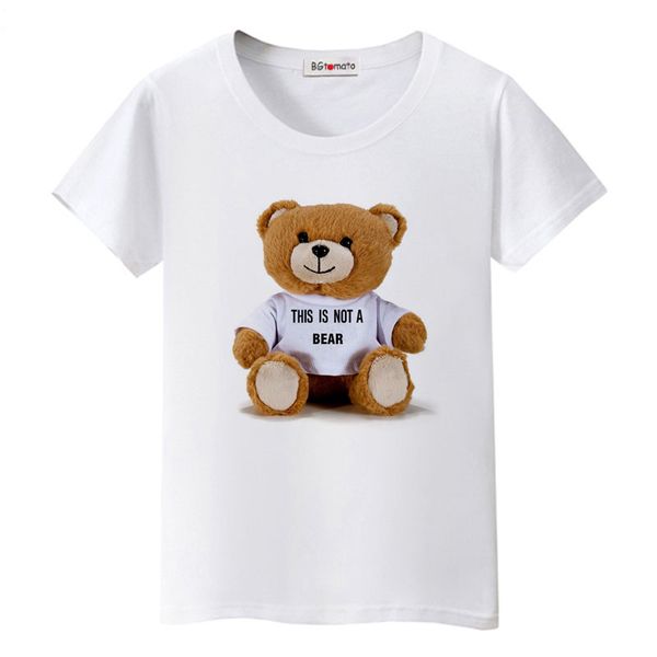 

bgtomato famous star teddy bear tshirt original brand good quality casual t-shirt fashion hip hop teddy bear shirts for women, White