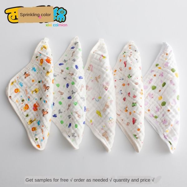 

xixi colored cotton baby 30*30 cotton six-layer gauze square baby washed bib saliva towel handkerchief saliva towel bib handkerchief