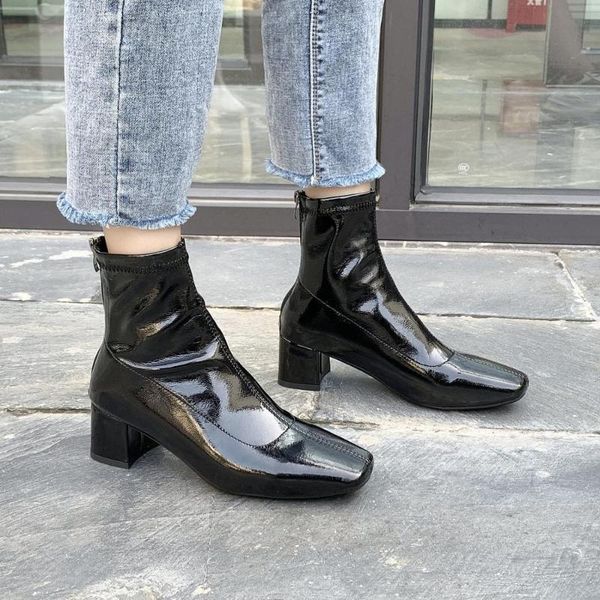 

party high heels brand design pumps ladies shoes autumn female heel luxury boots women shoes soft leather boot, Black