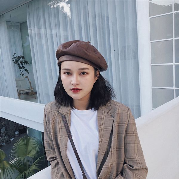 

imitation painter's beret sheepskin beret female all-match pumpkin hat female fashion painter hat, Blue;gray