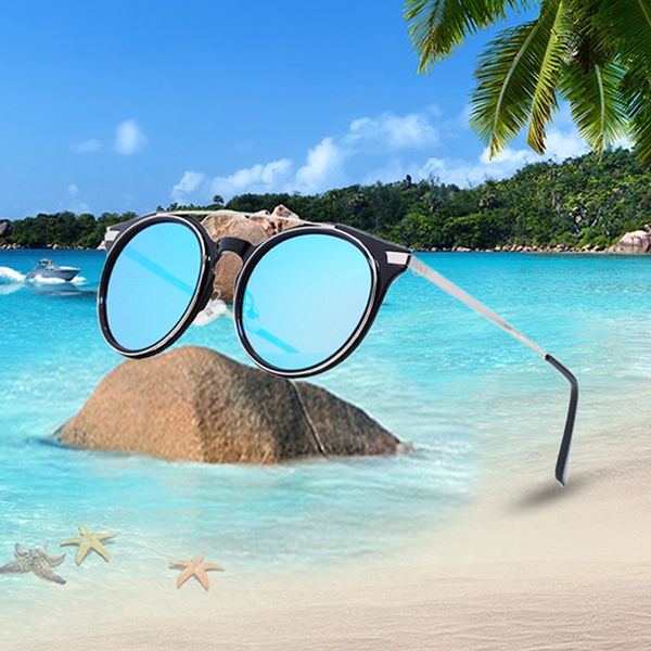 

2020 new high-quality tr90 sunglasses men's polarized metal luxury round sunglasses women tac trending products, White;black