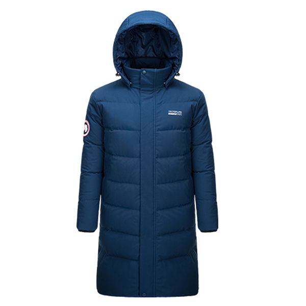 

new winter hooded warm puffer thick duck down long jacket men snow parka coat outdoor sport hiking camping windproof overcoat, Blue;black