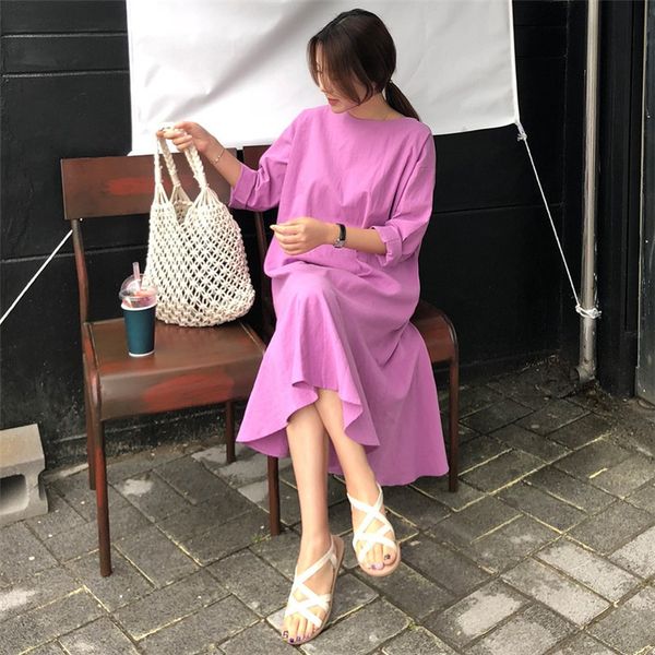 

casual dresses spring summer women dress fashion ruffled cotton and linen female large size ladies korean midi vestidos kj4525, Black;gray