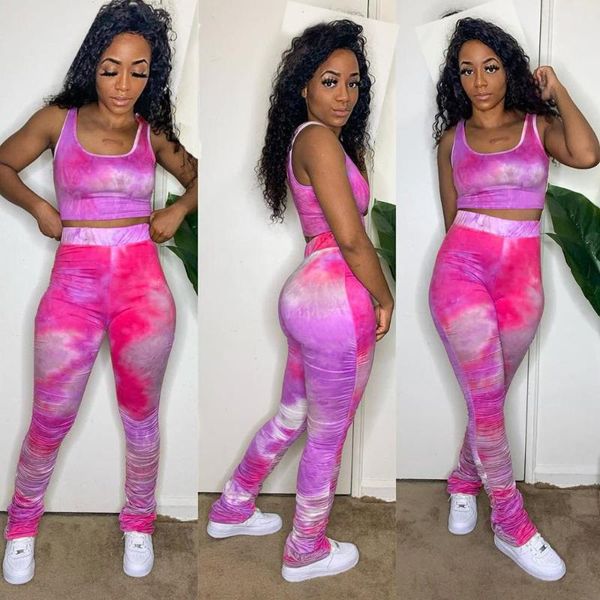 

2020 байкер полный комплект ladies tracksuit женский летний matching наборы tie dye печати высокая упругая леггинсы женские наборы, Gray