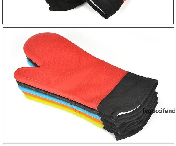 

1pc oven mitts cotton liner oven mitt resistant potholder mitts extra long professional silicone cooking heat gloves