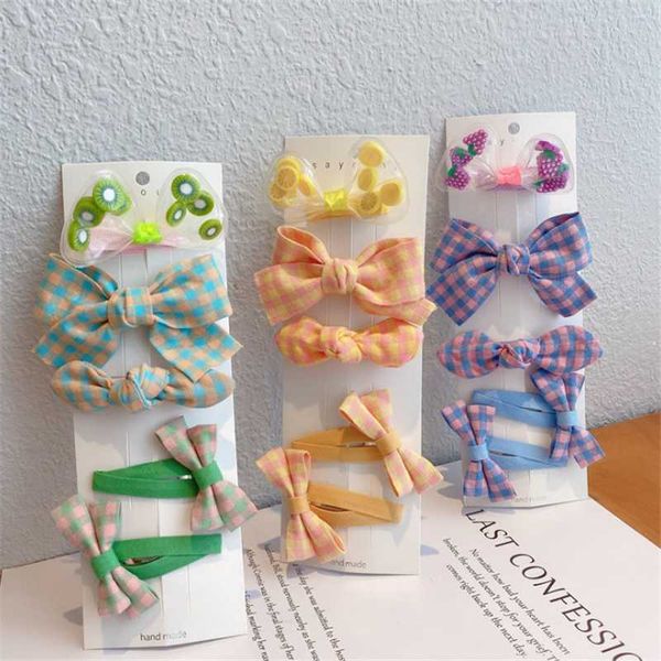 

hair accessories 5set/lot fresh and bright bb clip children bow hairpin girls side simple beautiful color plaid fabric pvc, Slivery;white