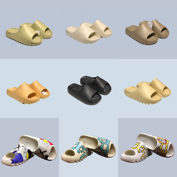

fashion bone mens womens resin desert sand kanye west sandal slides slippers foam runner beach male female sandals slippers, Black