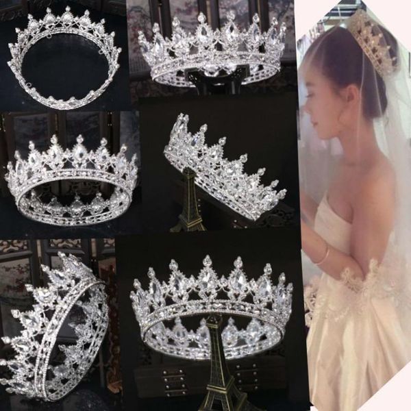 

european projects paving vintage crystal accessors from tiara crown wedding tiara from strass tiaras crown y19051302, Slivery;golden