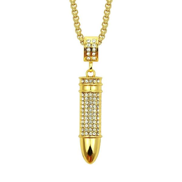 

2020 designer necklace new fashion diamond pendant hip hop bullet pendant necklace clavicle european and american tide