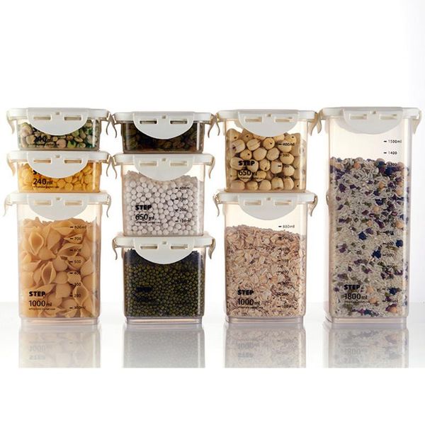 

storage bottles & jars 1800/1000/600/240ml large kitchen transparent moisture-proof and fresh-keeping sealed boxes 1pc fresh box jul#08