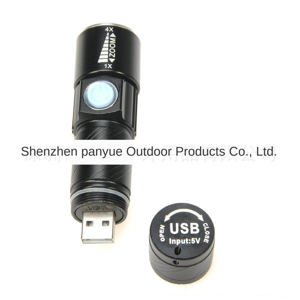 

led charging and focusing long-range glare usb flashlight charging mini aluminum alloy flashlight