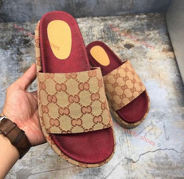 

2020 new style women slide sandal classic fashion progettista ladies red strawberry colored flip flops popular marca xshfbcl, Black;grey