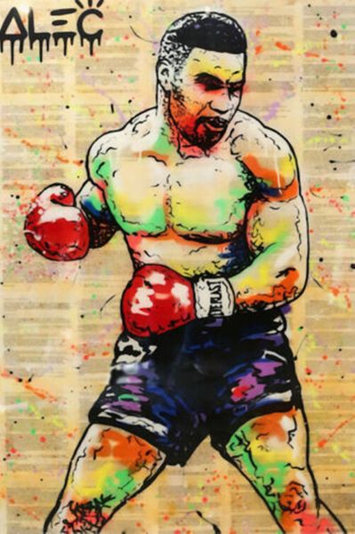 

alec monopoly graffiti art mike tyson boxing home decor handpainted &hd print oil paintings on canvas wall art pictures 1231