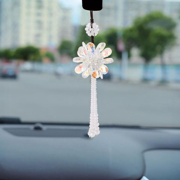 

interior decorations rearview mirror crystal pendant flower chain ornament car hanging supplies for decoration