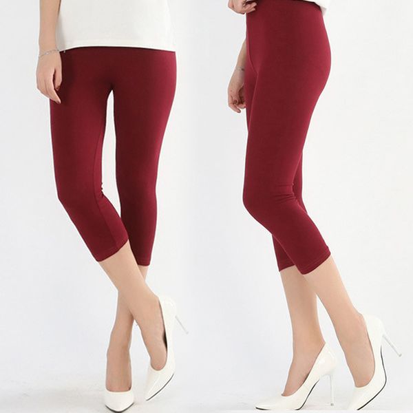 

7xl thin section seven points leggings stretch plus fertilizer  casual slimming seven points leggings solid leggings, Black