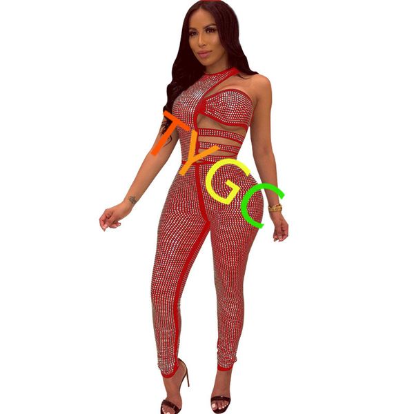 

2020 women's fashion jumpsuit chiffon suit irregular drill summer clothes blue red grey polychromatic jumpsuits, White