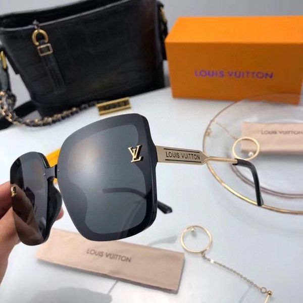 

classic fashion designer brand louÃ¬s vuÃ¬ttÃµn sunglasses retro men's laser flash gold frame style with box, Black