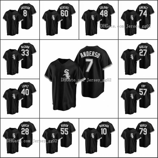 

chicago white sox #74 eloy jimenez 10 yoan moncada 7 tim anderson men women youth custom black replica alternate jersey