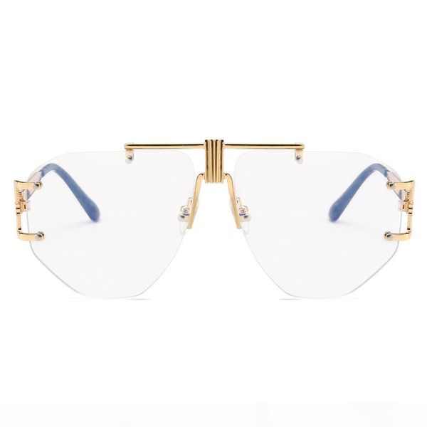 

gold rimless glasses women brand clear lens 2019 oversized eyeglasses frame men retro metal clear lens sunglasses nx, White;black