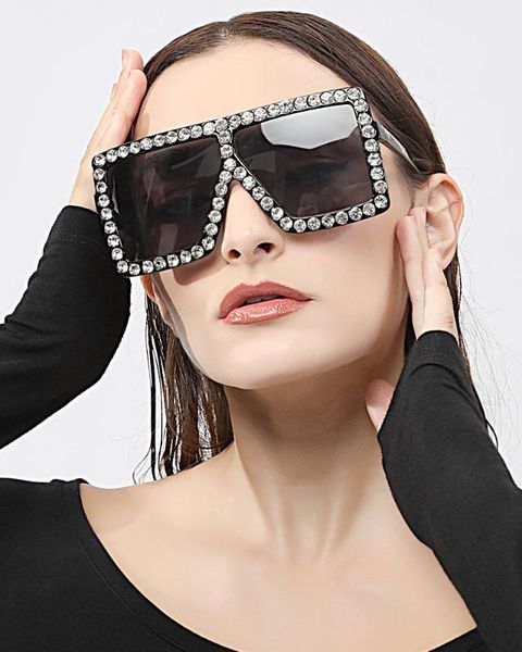 

vintage oversized square diamond sunglasses women trendy flat red blue clear lens lentes de sol hombre/mujer, White;black