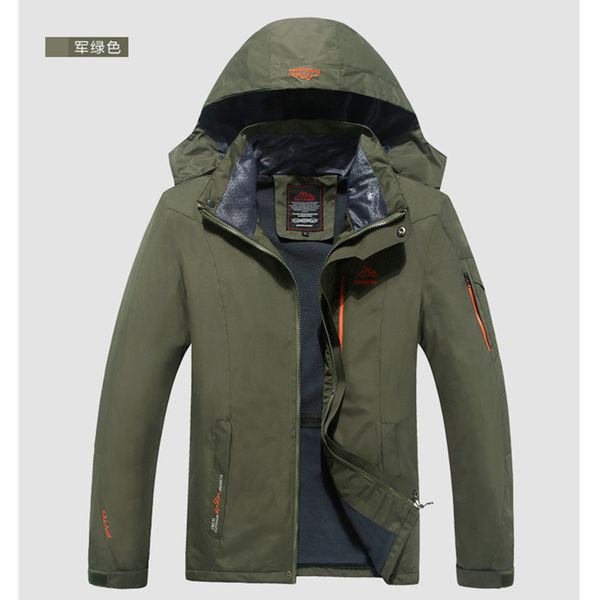 

original plus size spring autumn men's outdoor jackets hoodie plus velvet jacket waterproof windproof outwear men's sport coat, Blue;black