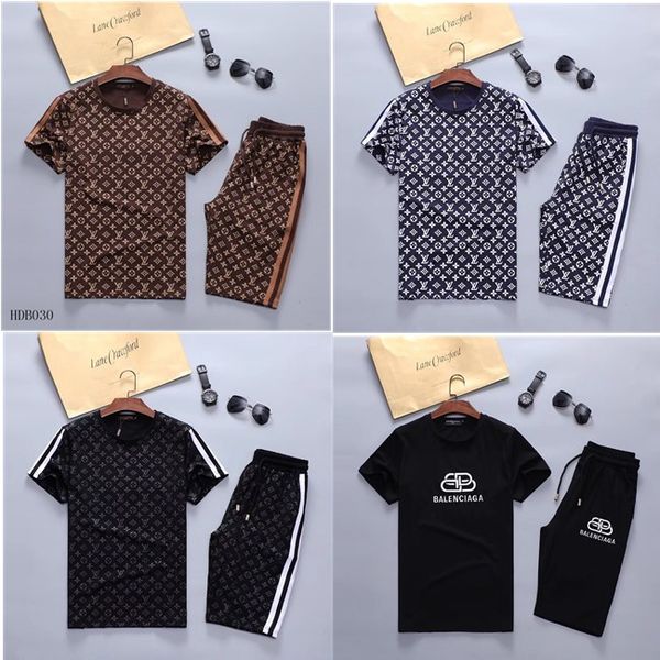 

men's summer casual sportswear set 2020 summer new short sleeve letter t-shirt shorts pants tracksuits, Gray
