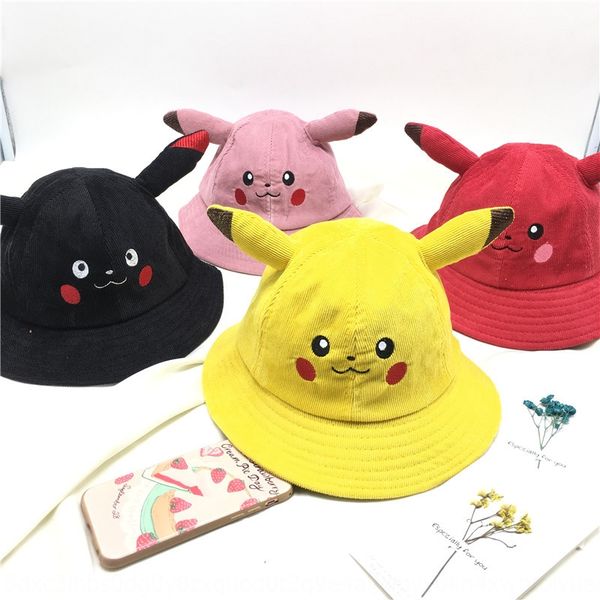 

children fisherman fisherman sun sun season thin corduroy cute all-match outdoor sunshade hat cartoon basin hat, Yellow