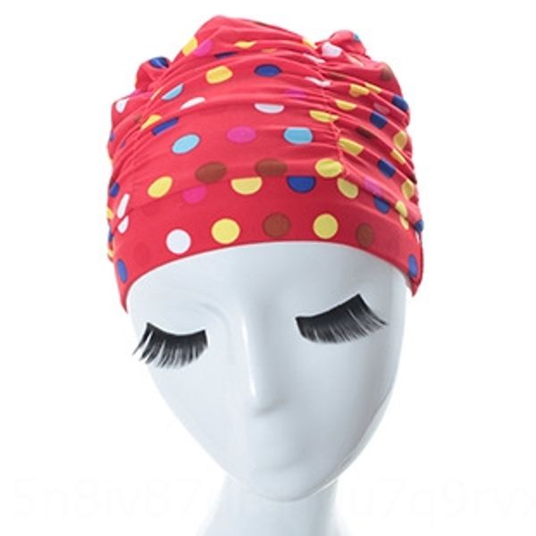 

women's waterproof printing pleated swimming cap new elastic ear protection cloth swimming cap adult