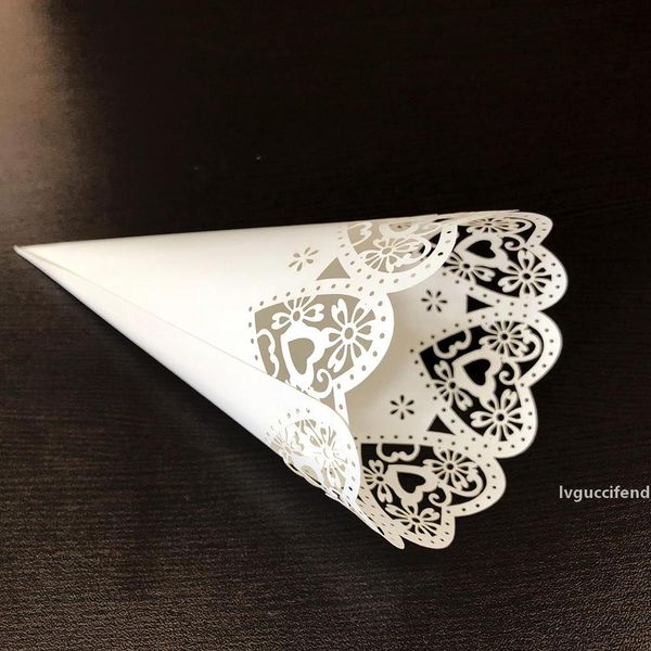 

new 50pcs romantic wedding valentine s day paper flower tube hollow love lace confetti cone paper cup gift packing