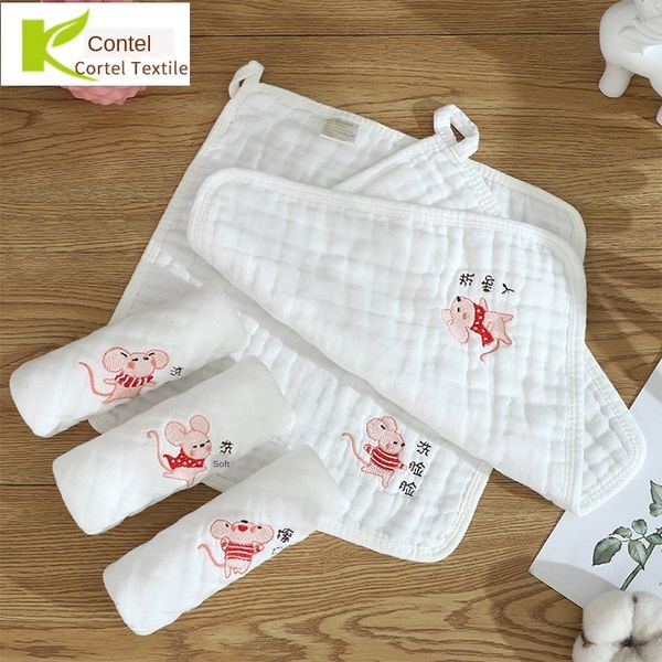 

infant pure cotton embroidery saliva square facial natural year square towel bubble gauze baby saliva towel 5 pieces